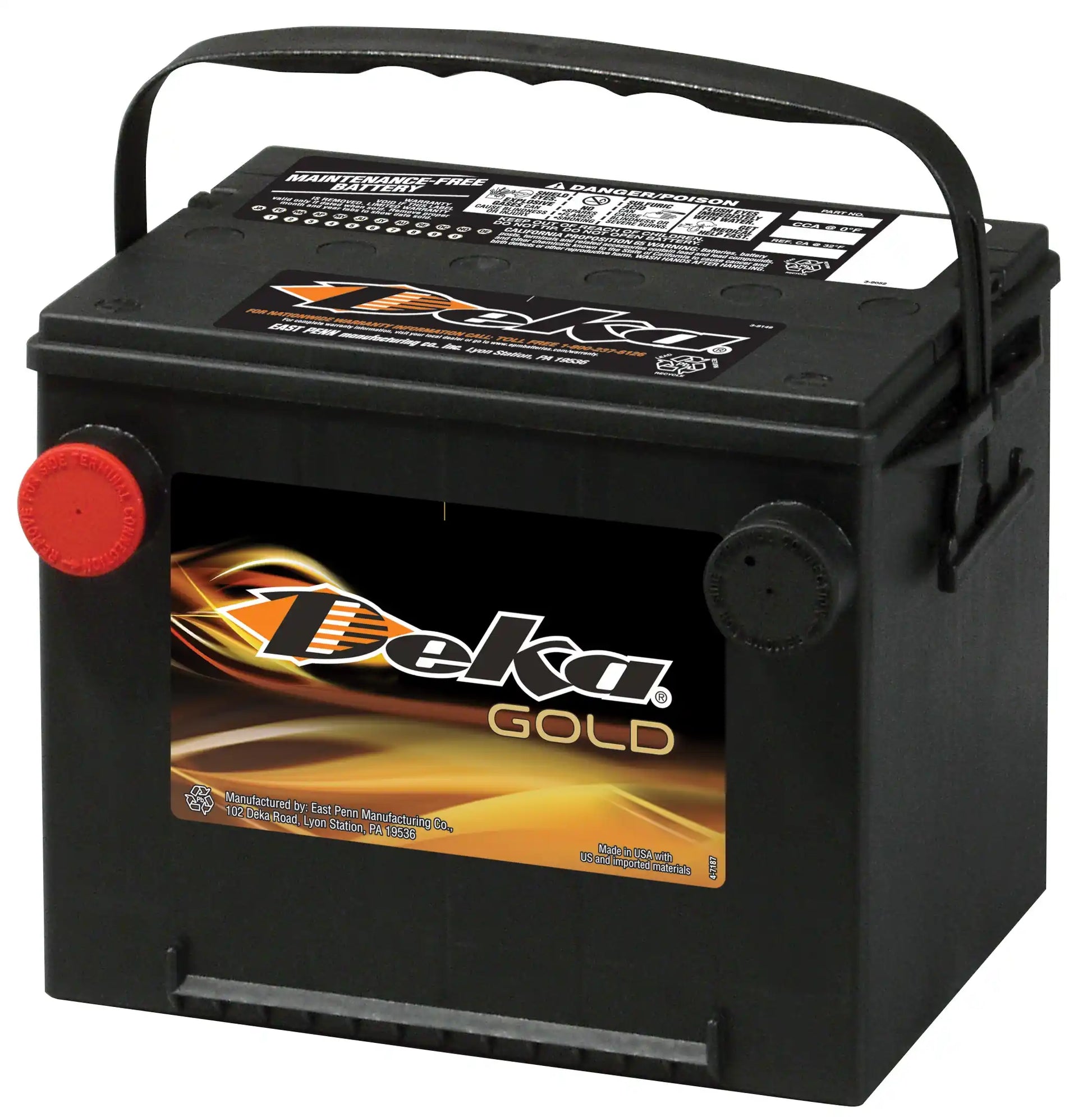 Deka Group 75 650 CCA Flooded Lead Acid Automotive Battery - 5 Year Warranty, USA Made