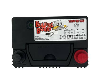 Bulldog Battery Group 151R Battery, 12V 320 CCA, 5 Year Warranty