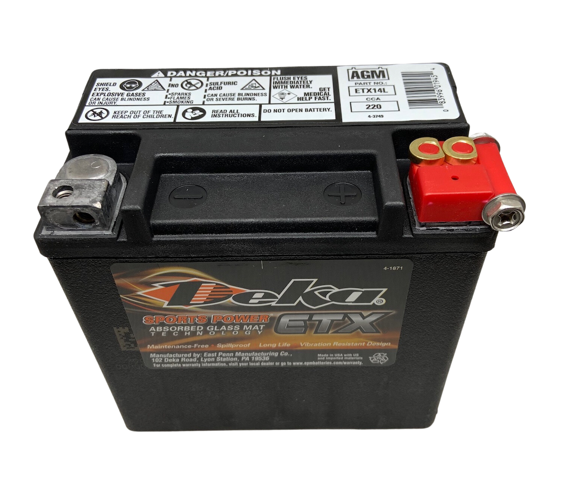 Deka ETX14L 12V 220CCA 12AH AGM Powersports Battery, USA Made