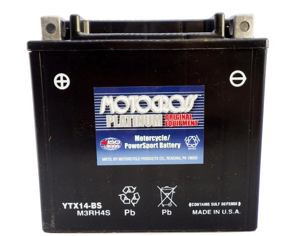 Motorcycle PTX14BS-FS 12V 200CCA 12Ah AGM Powersports Battery
