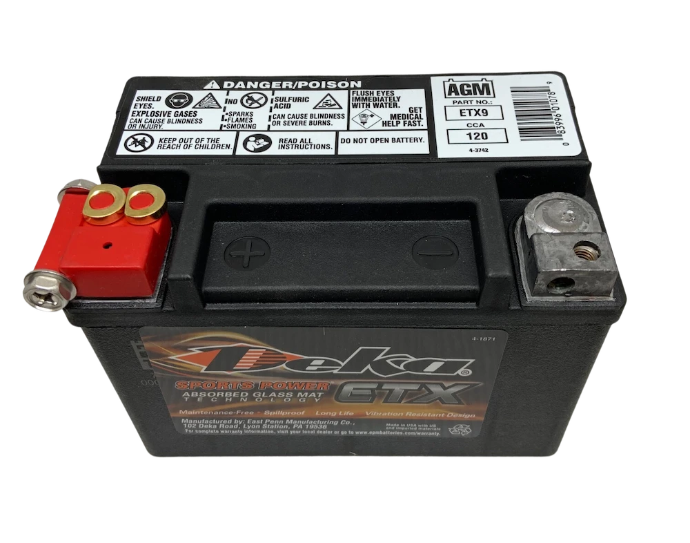 Deka ETX9 12V 120CCA 8Ah AGM Powersports Battery, USA Made