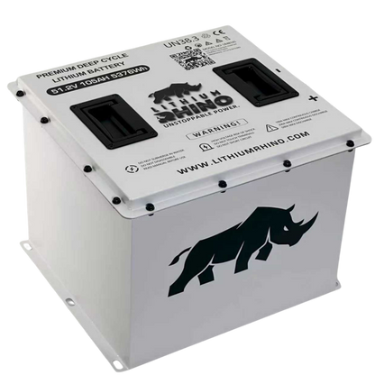 Lithium Rhino LR51V105AH-CUBE 48V 105Ah lithium golf cart battery in a white cube-style case