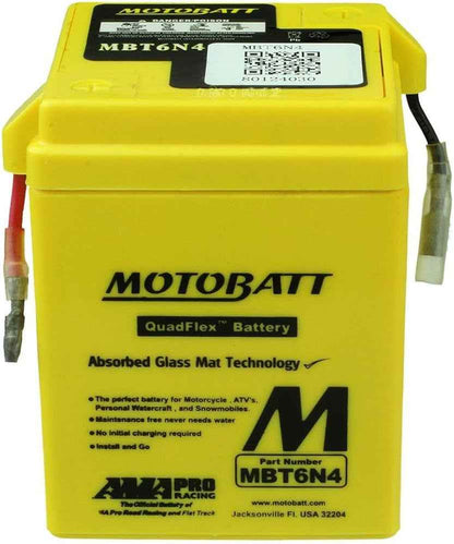 Motobatt MBT6N4 6 Volt Motorcycle Battery – 6V 4Ah Sealed AGM (Replaces Yuasa 6N4-2A)