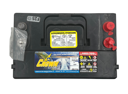 Crown MAR-800 12V marine starting battery, 650 CCA with left positive terminal