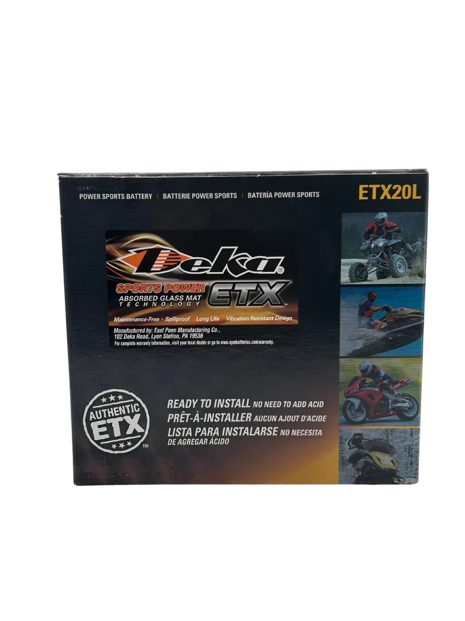 Deka ETX20L 12 V 310 CCA 20 Ah AGM Powersports Battery, USA Made