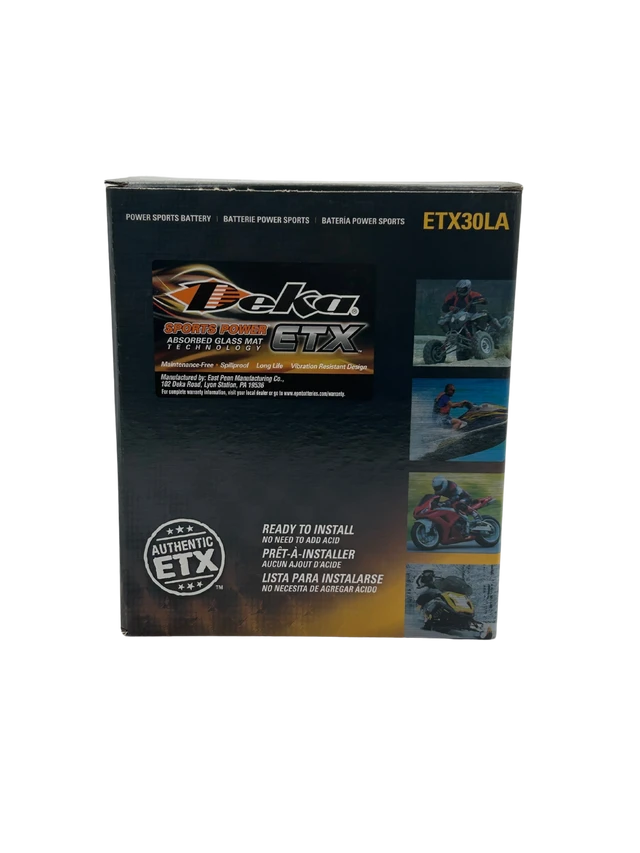 Deka ETX30LA 12V 26Ah 400CCA AGM Powersports Battery, USA Made