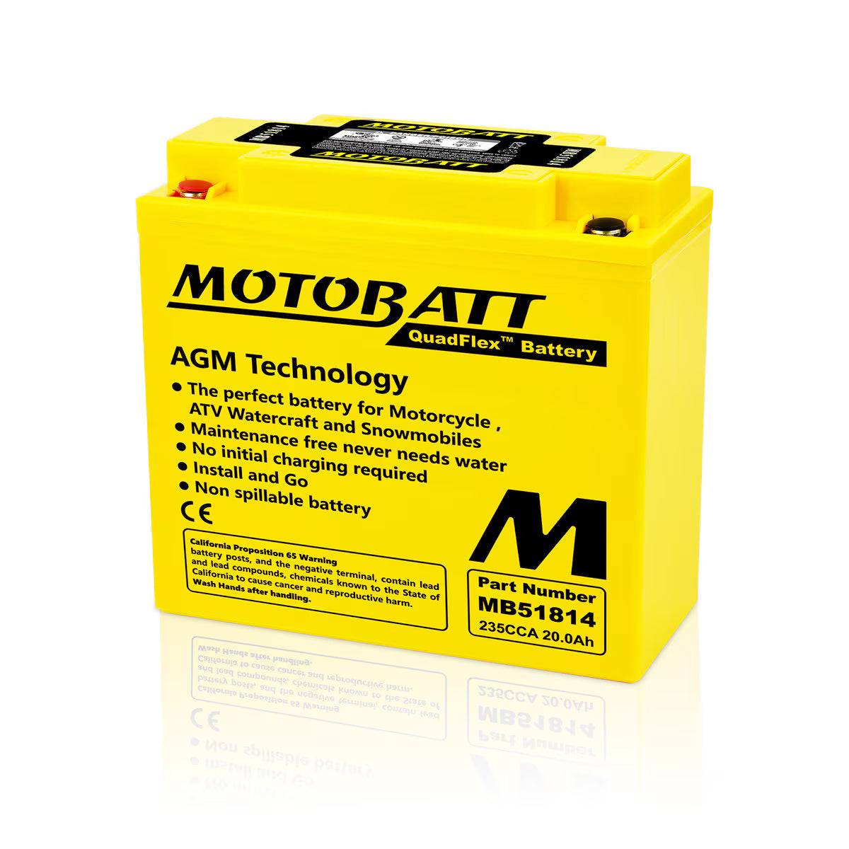 Motobatt MB51814 BMW Motorcycle Battery – 12V 20Ah 235 CCA AGM