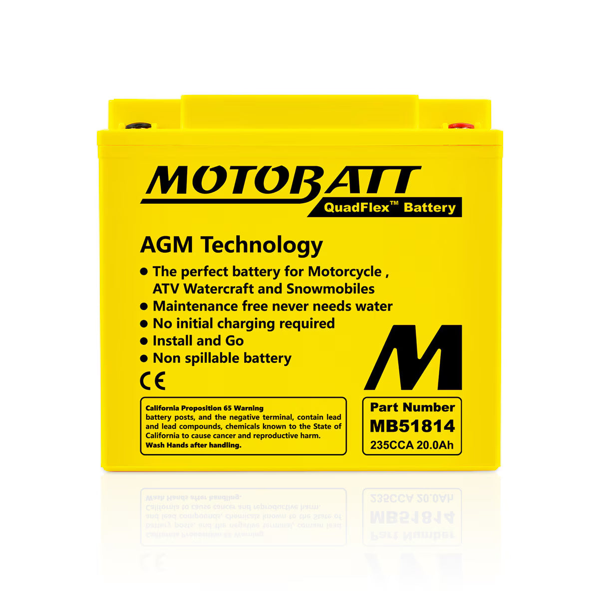 Motobatt MB51814 BMW Motorcycle Battery – 12V 20Ah 235 CCA AGM