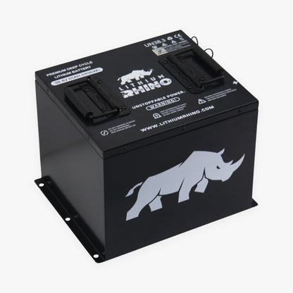 Lithium Rhino LR38V65AH 36V 65Ah lithium golf cart battery, angled view from above