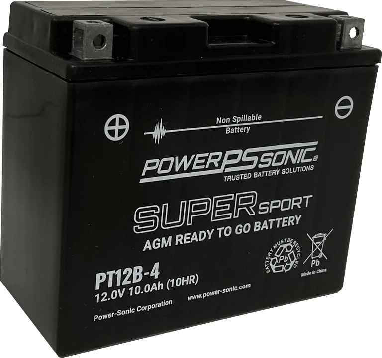 Motorcycle PT12B-4 12V 120CCA 10Ah AGM Powersports Battery
