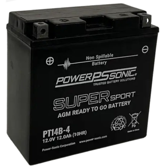 Motorcycle PT14B-4 12V 170CCA 12Ah AGM Powersports Battery