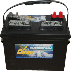 Crown MAR-1000X 12V 45Ah Flooded Starting Battery - Group 27, Marine, USA Made 