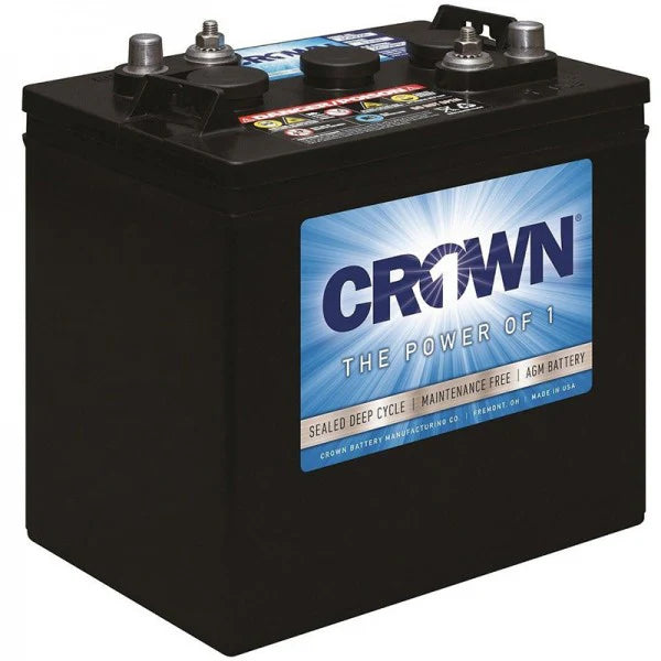 Crown Battery 6CRV220 6V 220Ah AGM Deep Cycle Battery - GC2, Golf Cart, USA Made