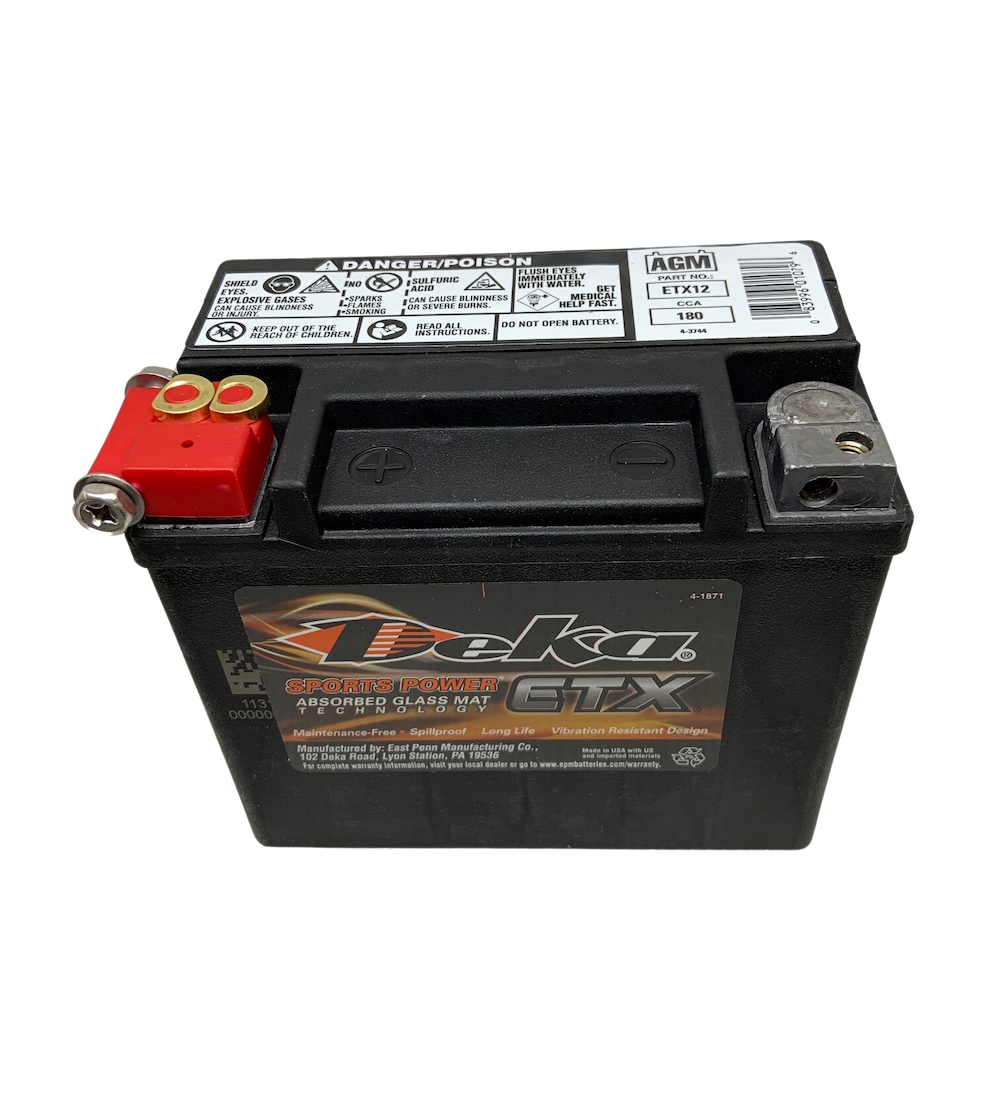 Deka ETX12 12V 180CCA 10Ah AGM Powersports Battery, USA Made