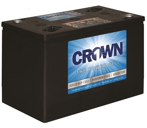 Crown 6CRV215 6V 215Ah AGM Deep Cycle Battery - Group 27, Industrial Use - Made in USA