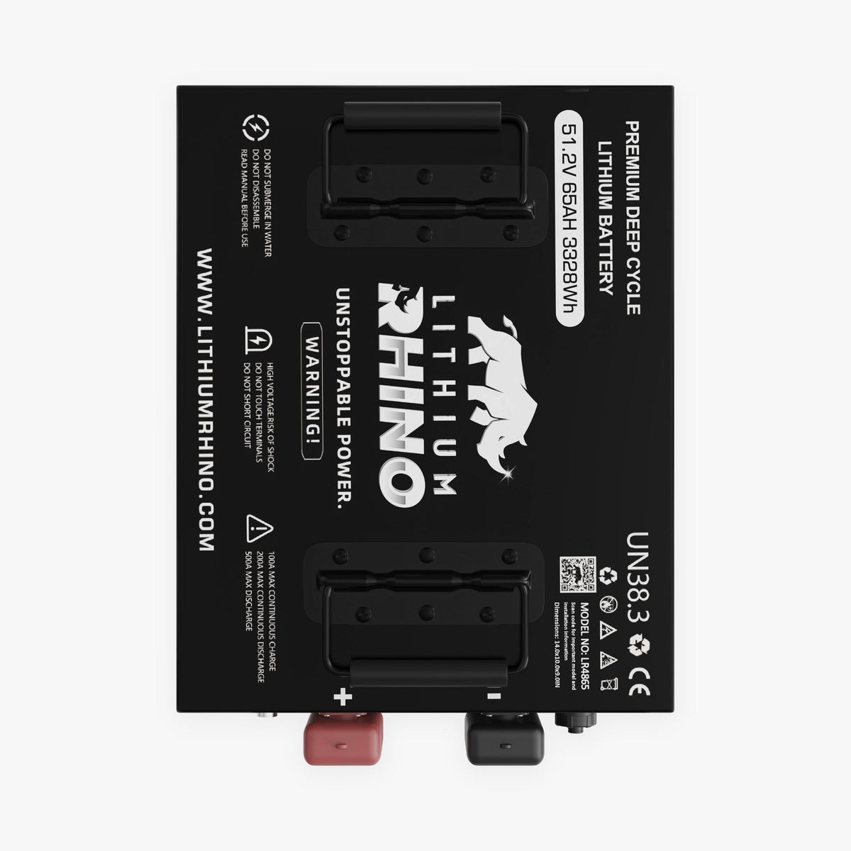 Front view of the Lithium Rhino LR51V65AH 48V 65Ah lithium golf cart battery