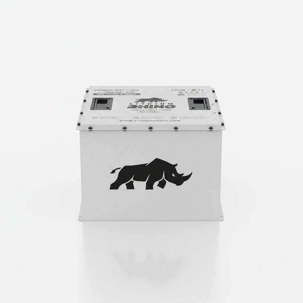 Lithium Rhino LR51V170AH 48V 170Ah lithium golf cart battery, front view of the white case