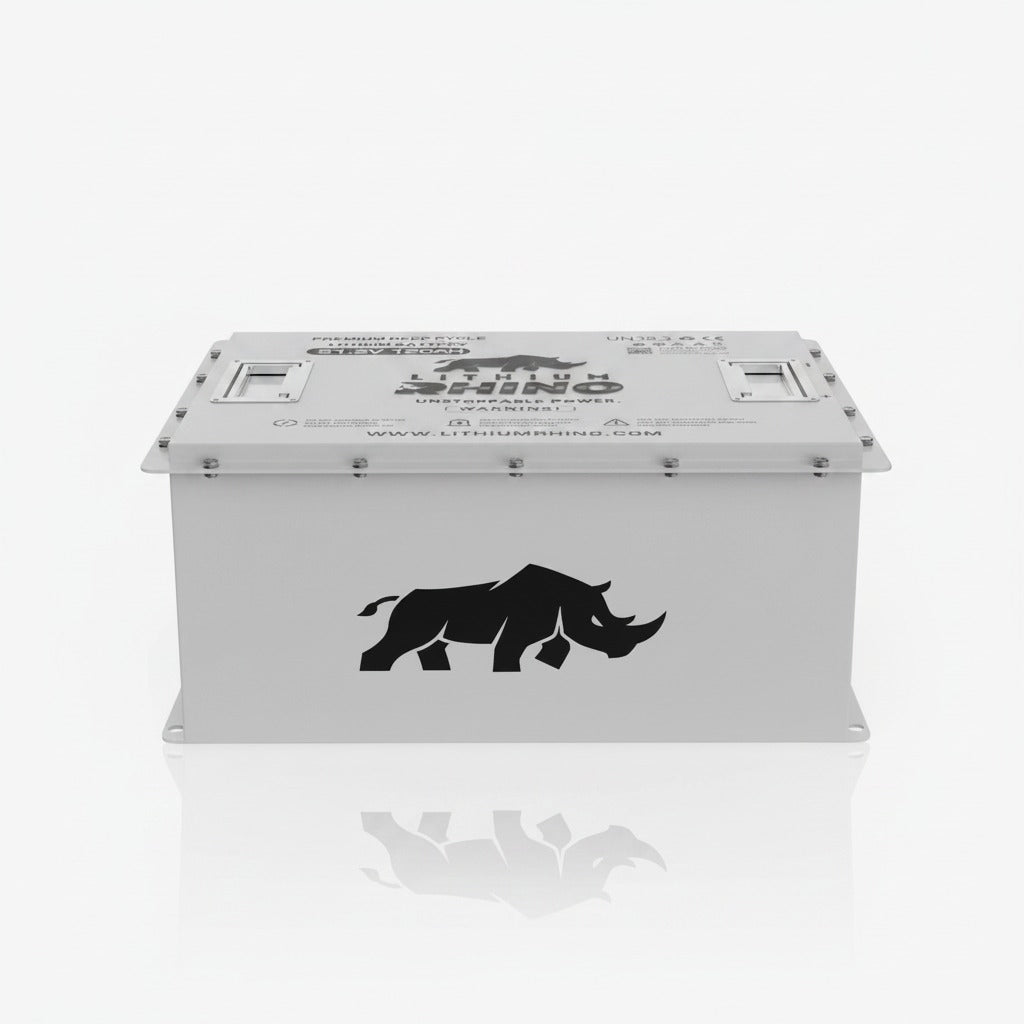 Front of the Lithium Rhino LR51V120AH-HEATED self-heating 48V lithium golf cart battery