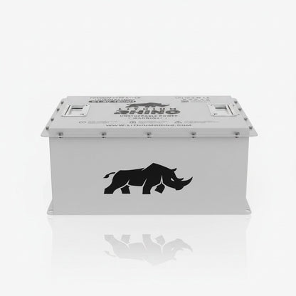 Front of the Lithium Rhino LR51V120AH-HEATED self-heating 48V lithium golf cart battery