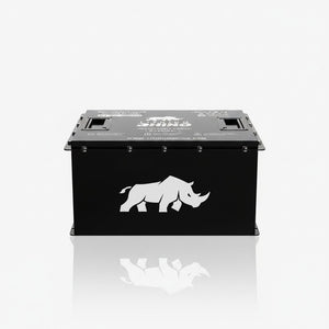 Front of the Lithium Rhino LR51V105AH-S 48V 105Ah lithium battery in a black case