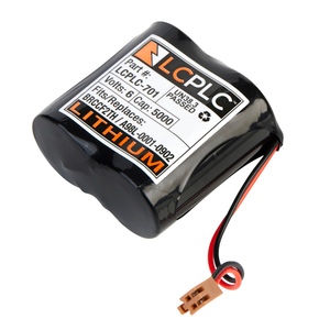 Dantona LCPLC-701 6V lithium PLC battery with connector, replaces GE Fanuc A98L-0001-0902