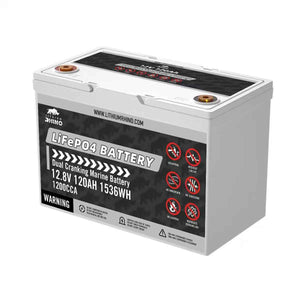 Lithium Rhino LR12V120AH-M 12V 120Ah Dual Purpose Lithium Marine Battery – 1,200 CCA Cranking, LiFePO4 IP67 (Battery Only)