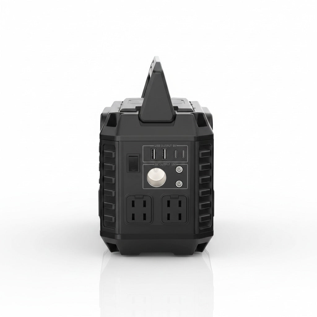 Side view of the Lithium Rhino Power Hub 1500W power inverter for golf carts