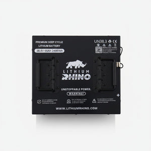 Top view of the Lithium Rhino LR38V65AH 36 volt lithium golf cart battery