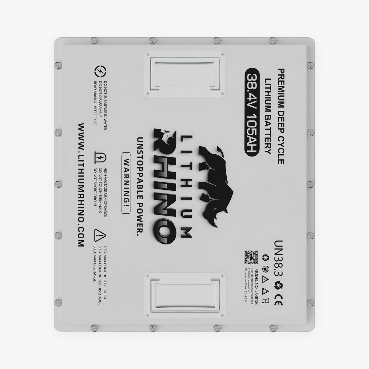 Top view of the Lithium Rhino LR38V105AH 36V 105Ah lithium battery