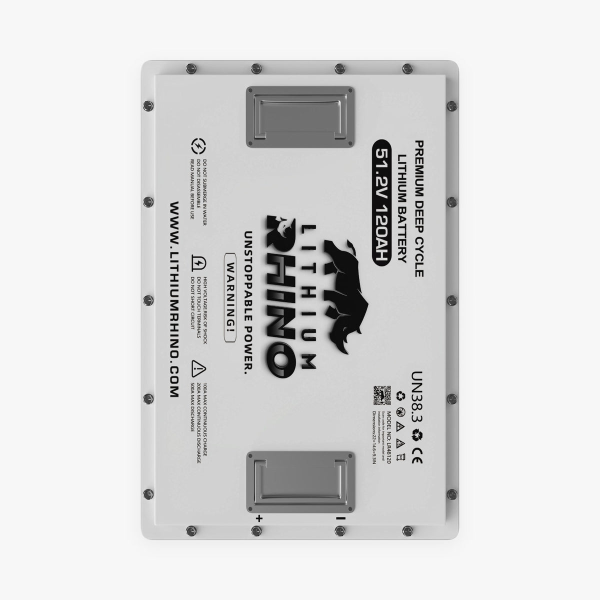 Top view of the Lithium Rhino LR51V120AH 48V 120Ah lithium golf cart battery